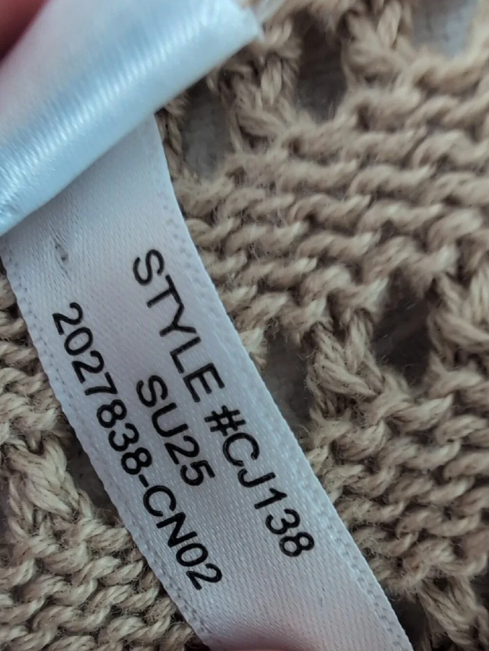 J. Crew 100% Cotton Open-Knit Taupe Poncho